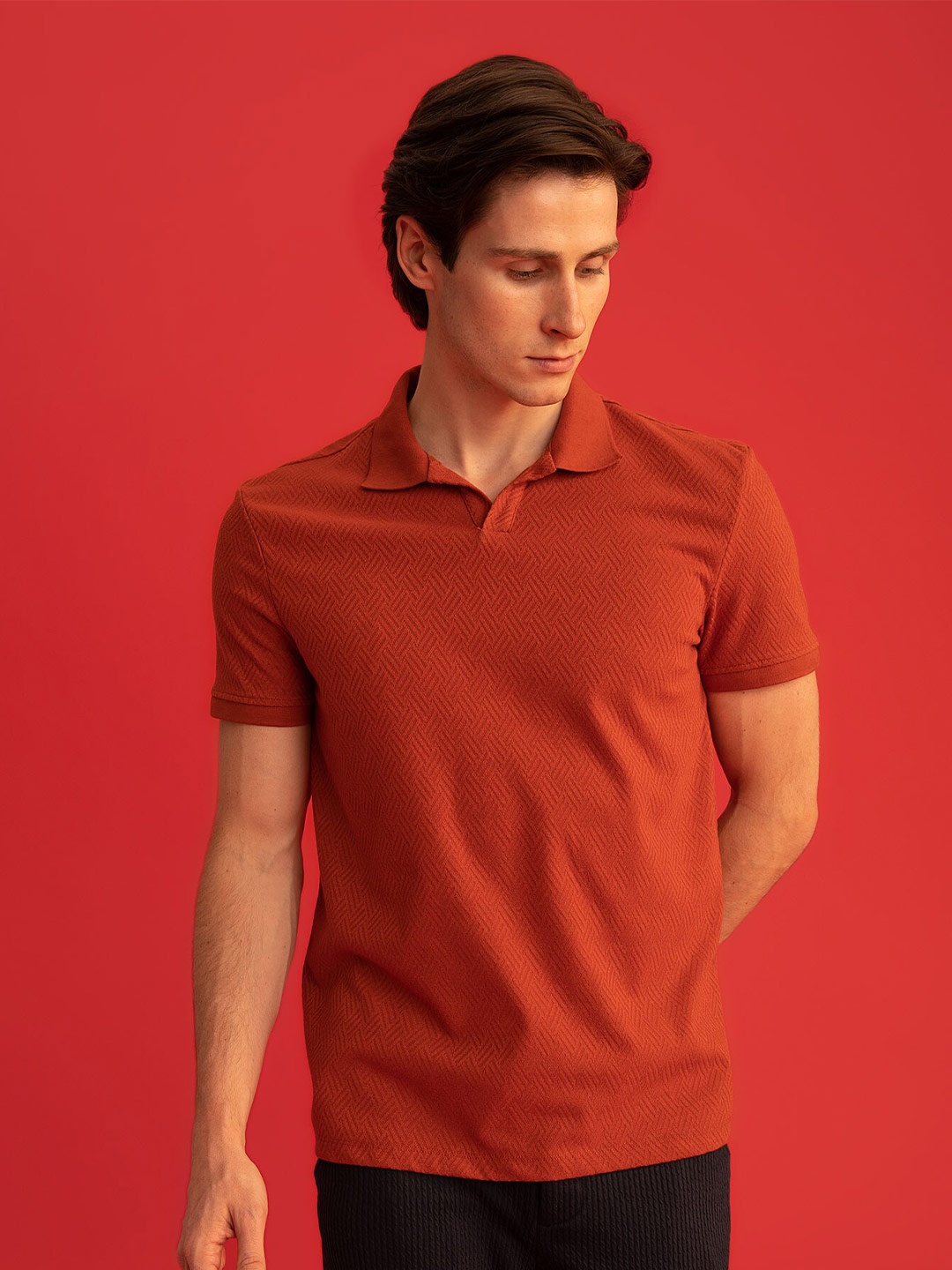 

DeFacto Men Polo Collar Short Sleeve T-shirt, Orange