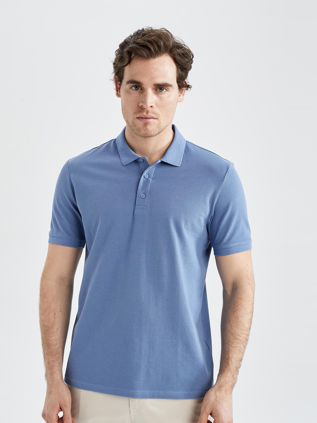 

DeFacto Polo Collar Pure Cotton T-shirt, Blue