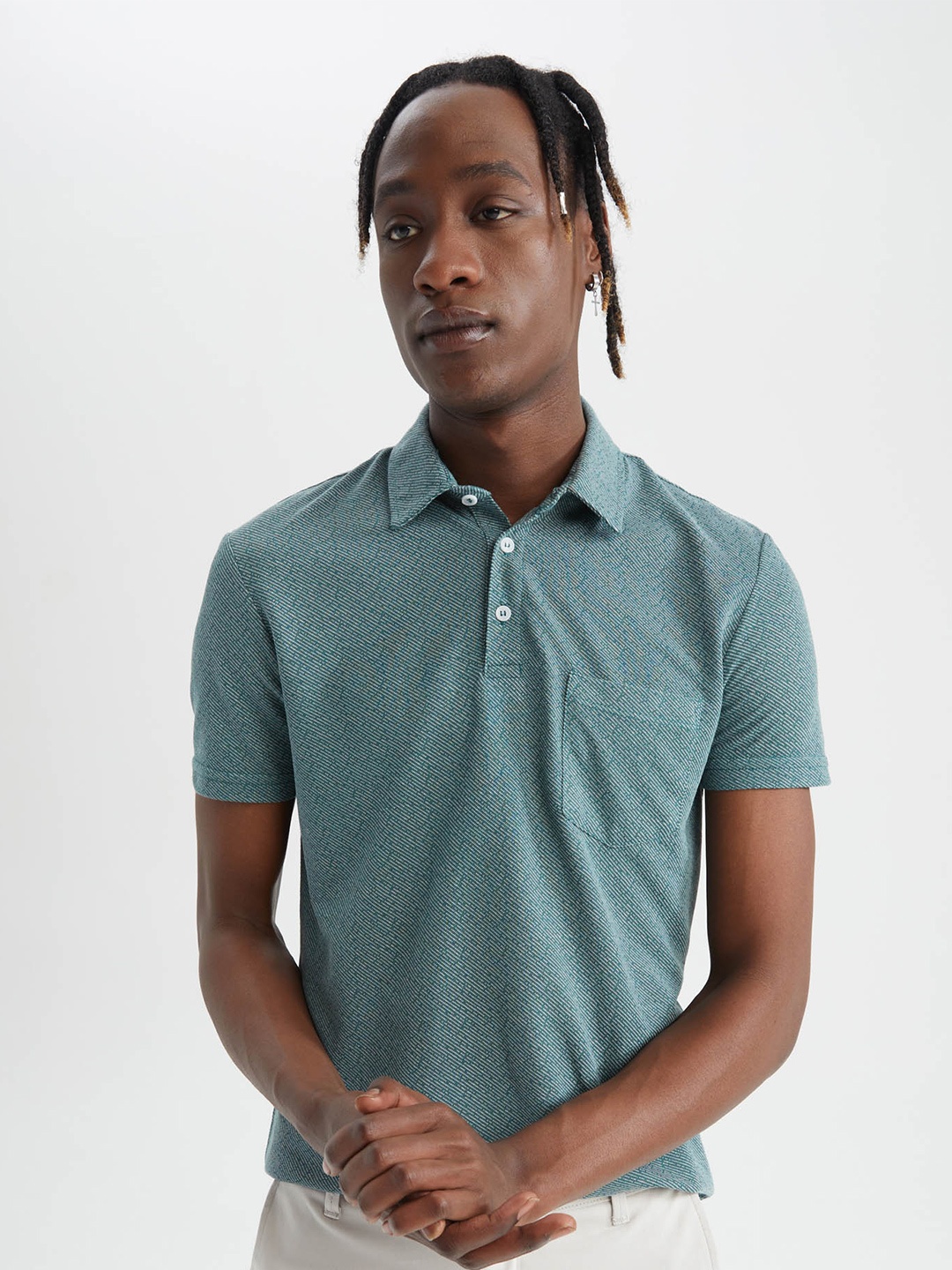 

DeFacto Men Polo Collar Short Sleeve T-shirt, Blue