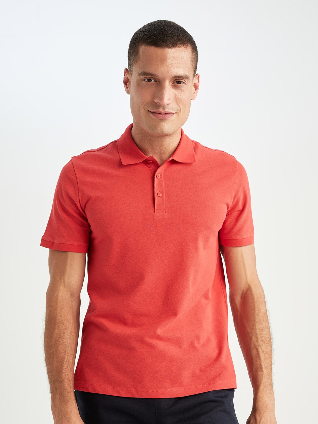 

DeFacto Men Polo Collar Pure Cotton T-shirt, Red