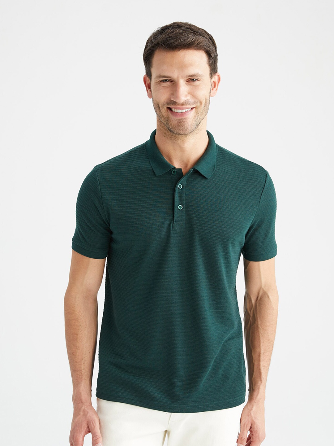 

DeFacto Polo Collar Short Sleeves Cotton T-shirt, Green