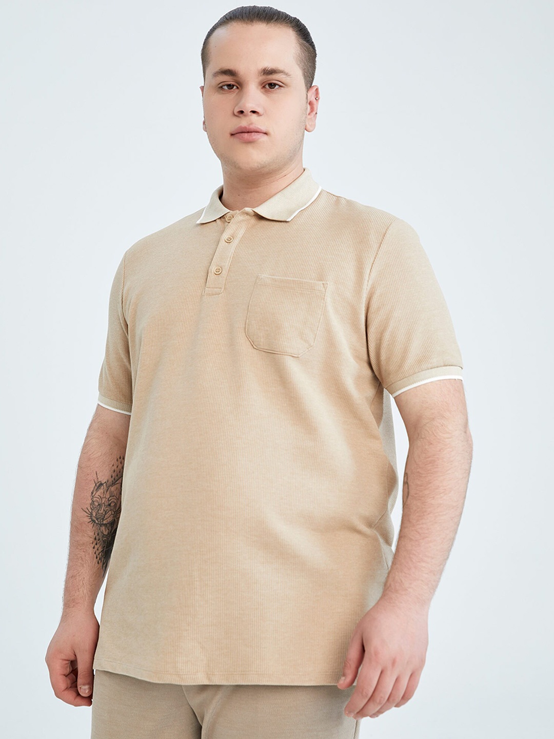 

DeFacto Polo Collar T-shirt, Beige