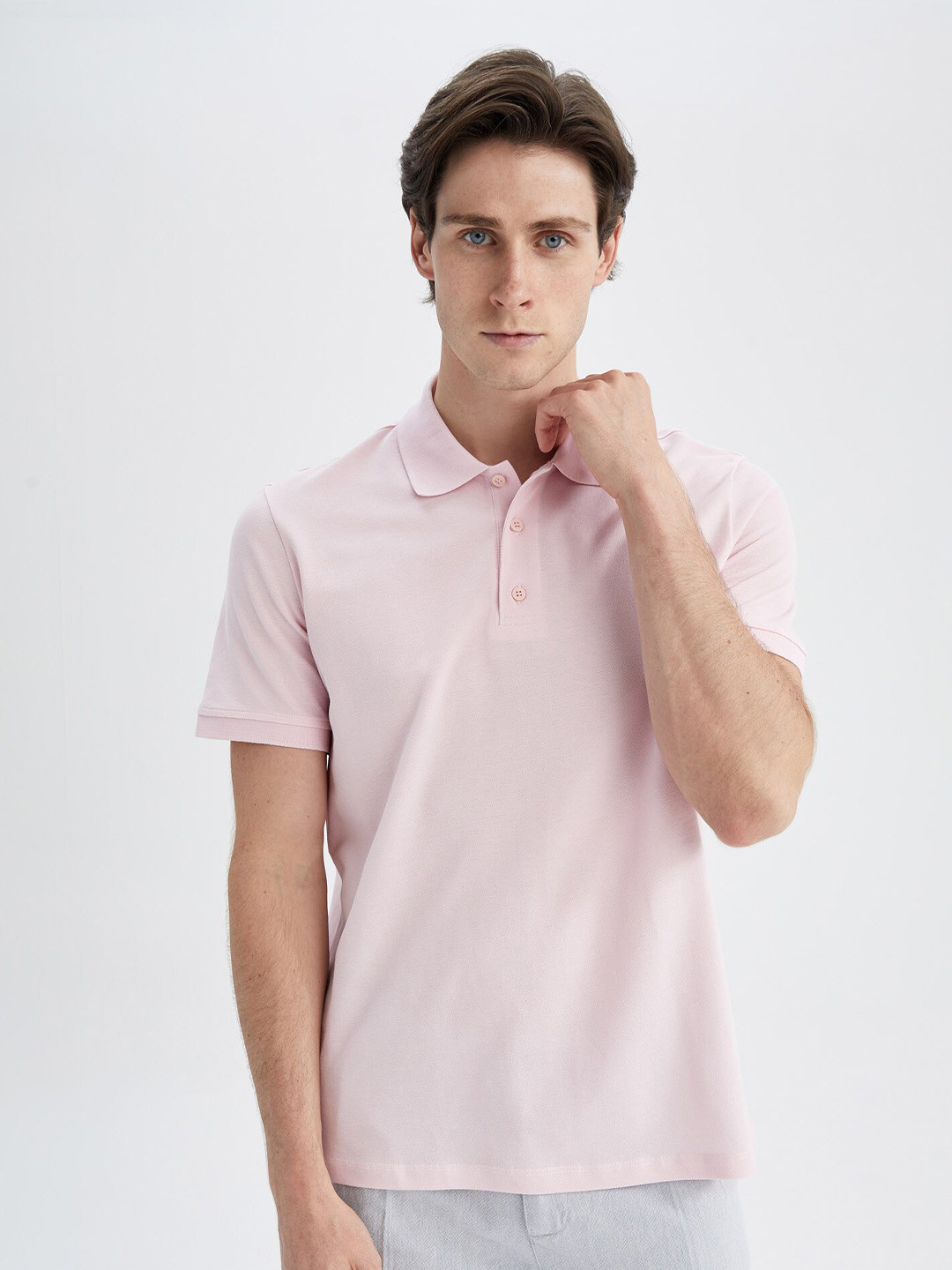 

DeFacto Polo Collar Pure Cotton T-shirt, Pink