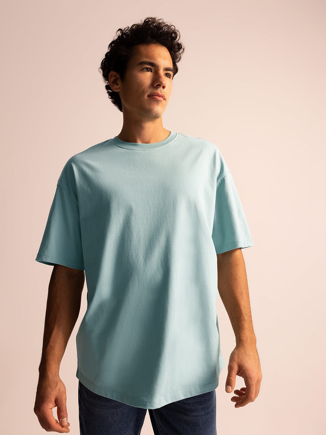 

DeFacto Round Neck Pure Cotton T-shirt, Blue