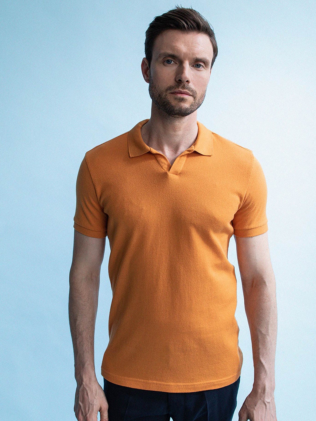

DeFacto Polo Collar Pure Cotton T-shirt, Orange
