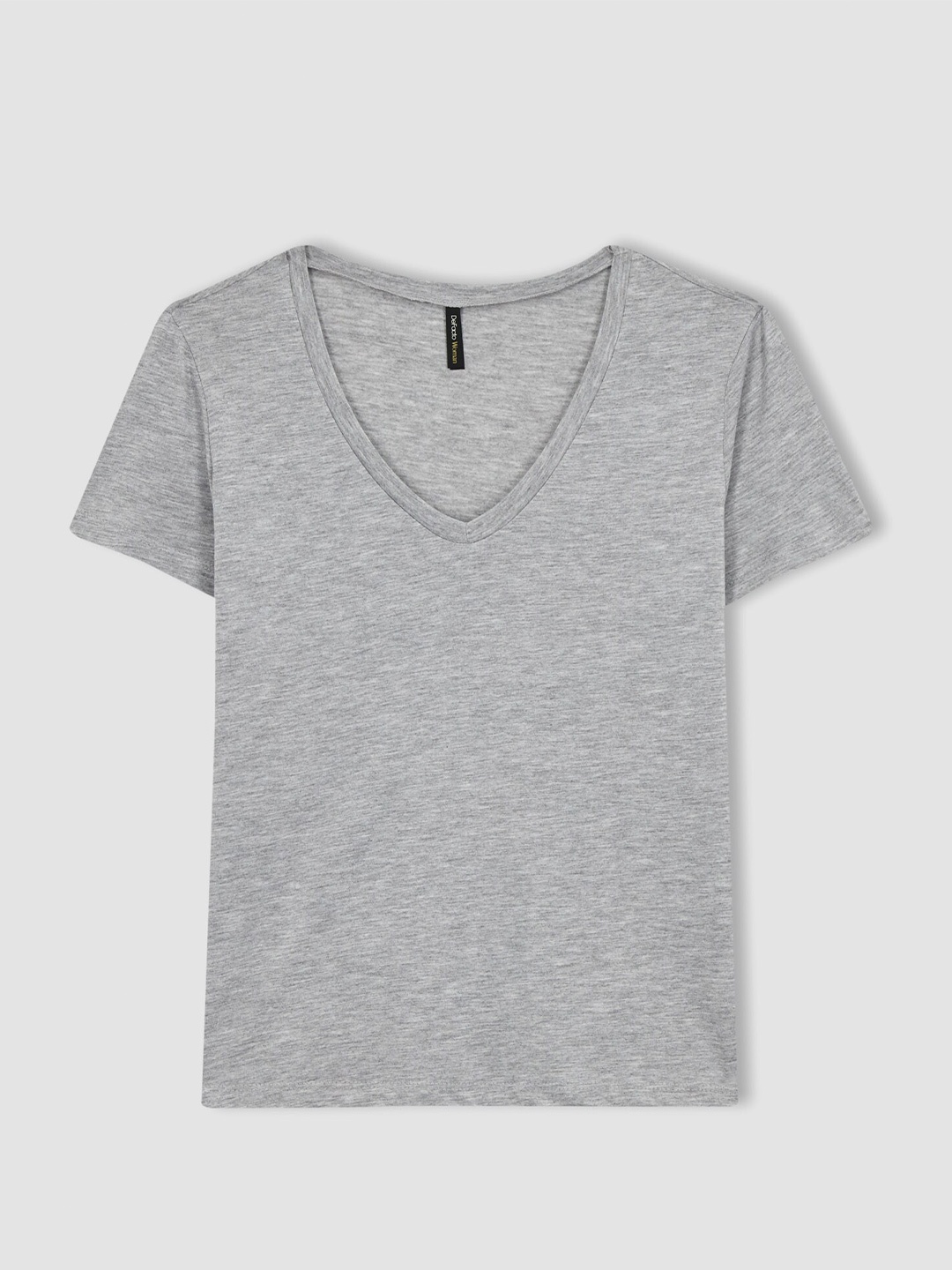 

DeFacto Women Round Neck T-shirt, Grey melange
