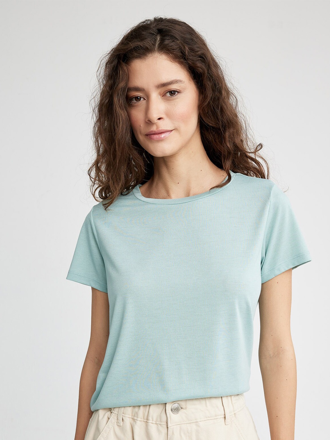 

DeFacto Round Neck Cotton T-shirt, Blue