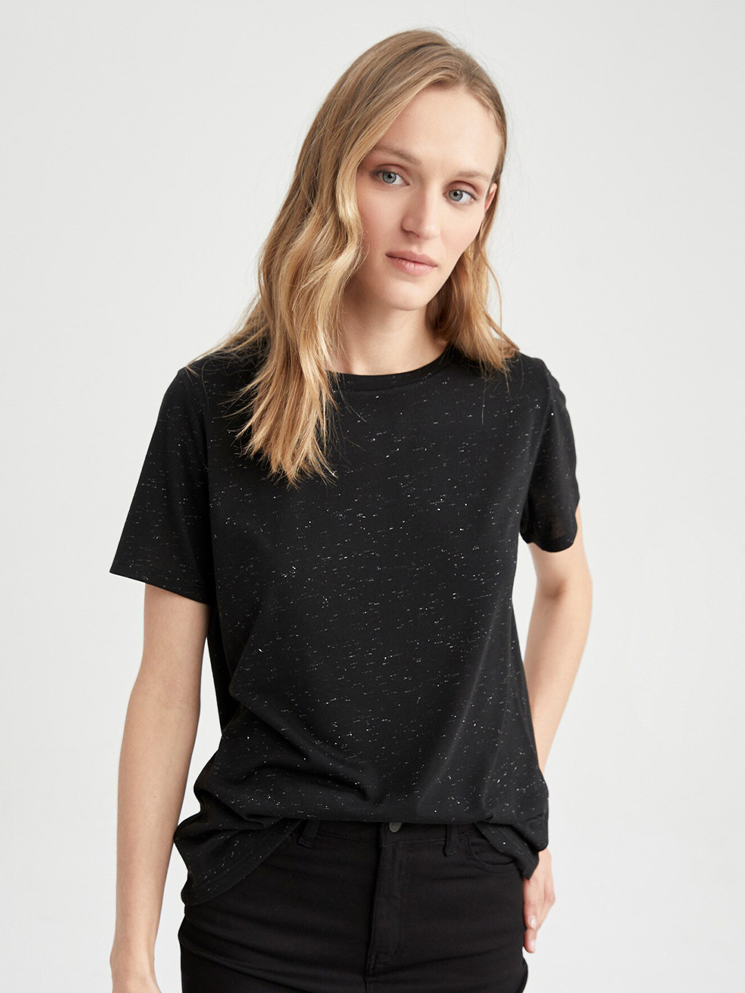

DeFacto Abstract Printed Cotton T-shirt, Black