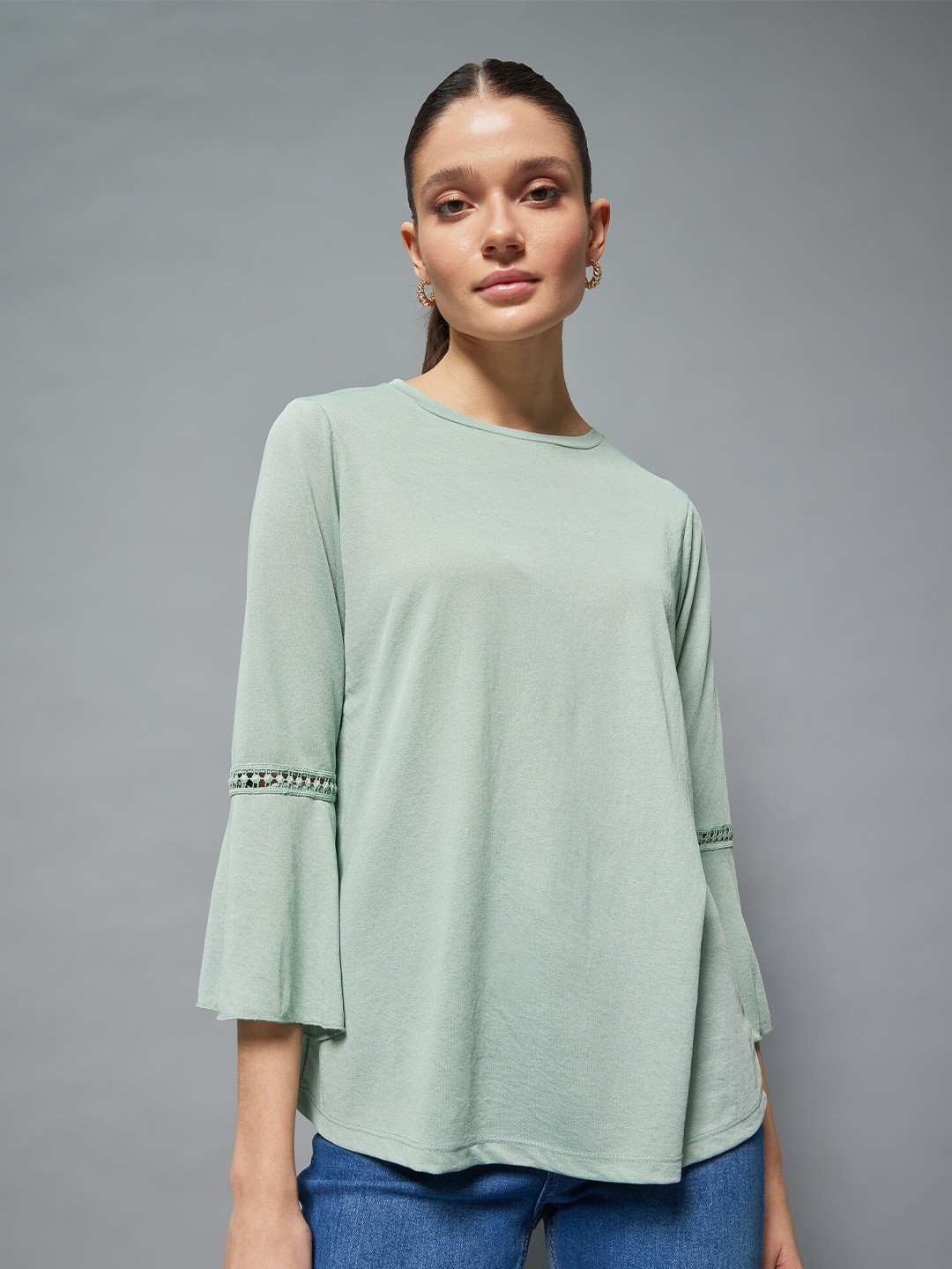 

DeFacto Flared Sleeves A-Line Top, Green