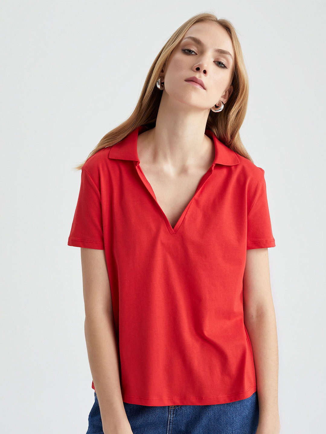 

DeFacto Women Pure Cotton T-shirt, Red