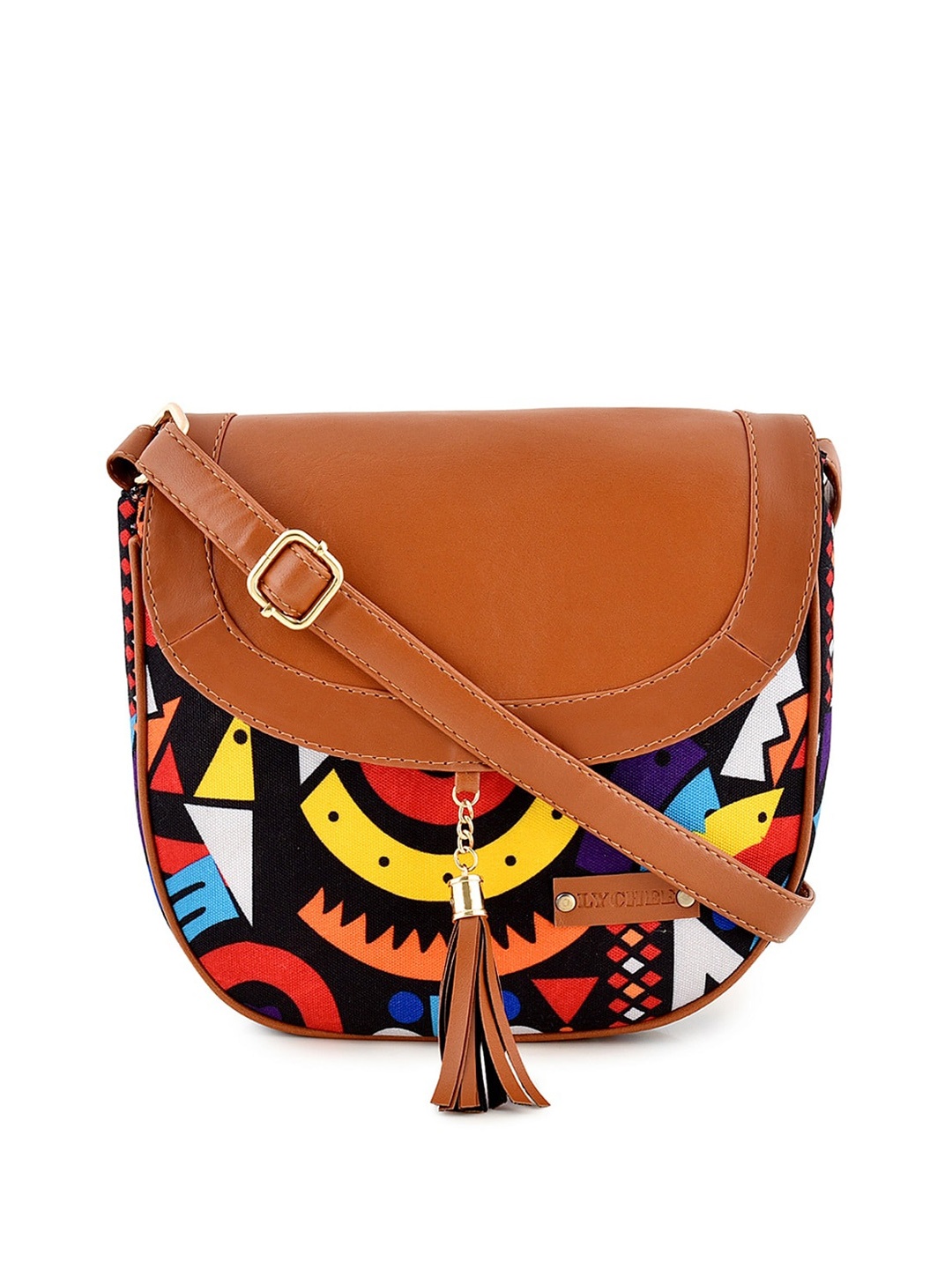 

Lychee bags Graphic Printed Structured Sling Bag, Black