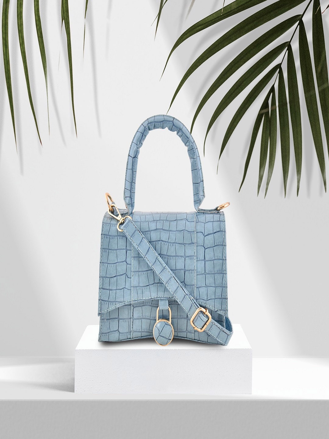 

Lychee bags Animal Textured PU Structured Handheld Bag, Blue