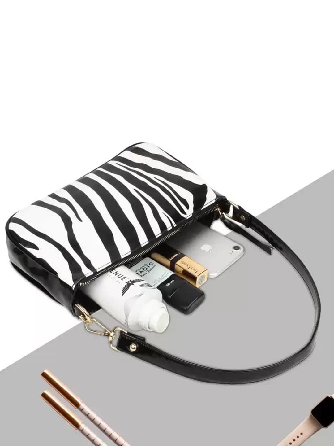 

Lychee bags White Embellished PU Structured Shoulder Bag