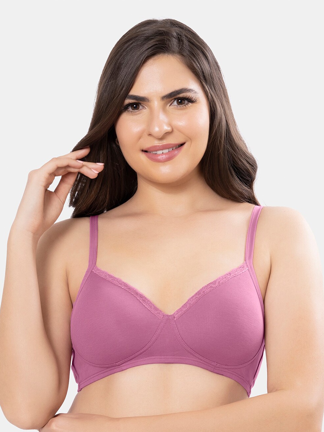 

Amante Solid Padded Wirefree Cotton Casual T-shirt Bra - BRA10202, Purple