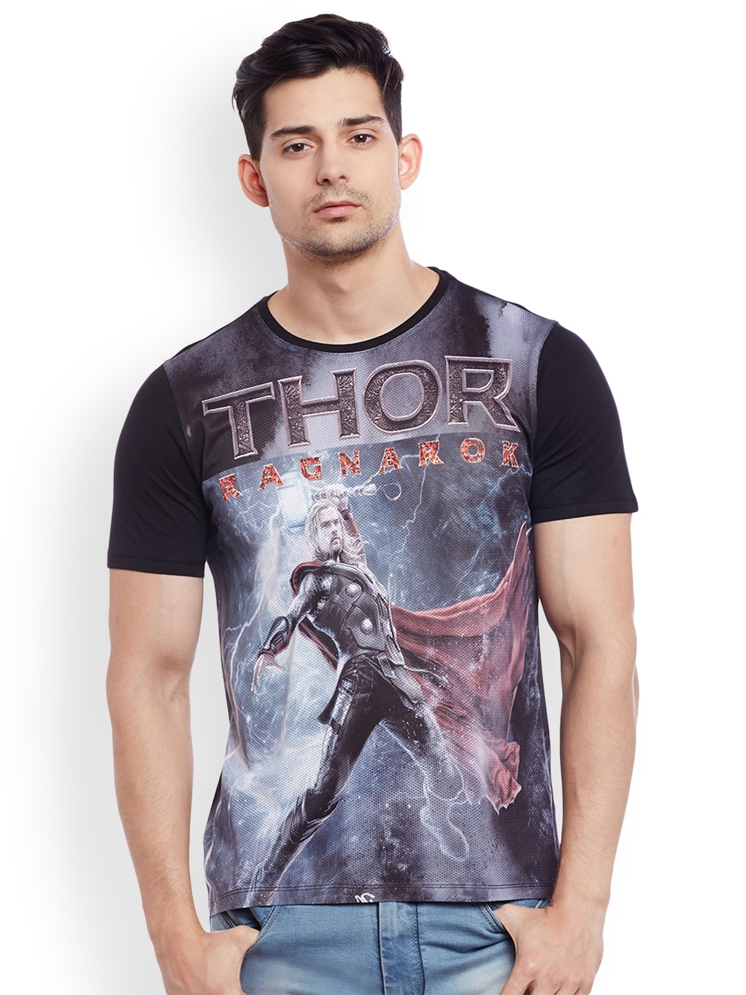

Marvel by Wear Your Mind Men Grey Printed Round Neck T-shirt