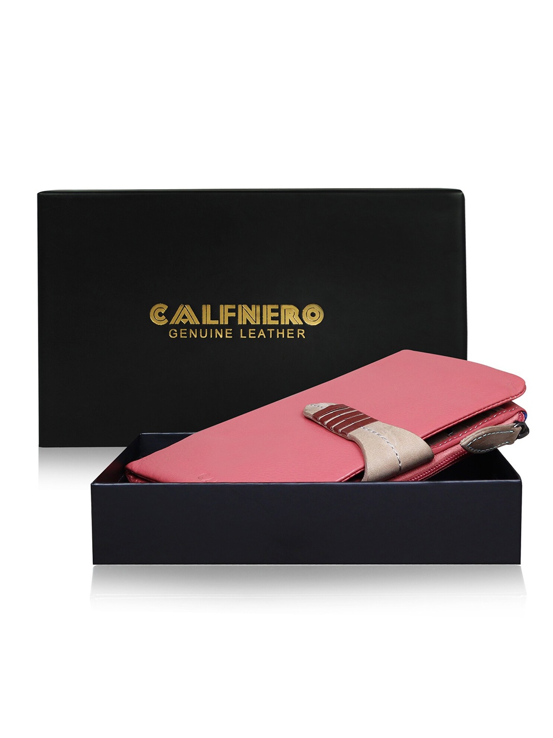 

CALFNERO Women Leather Two Fold Wallet, Pink