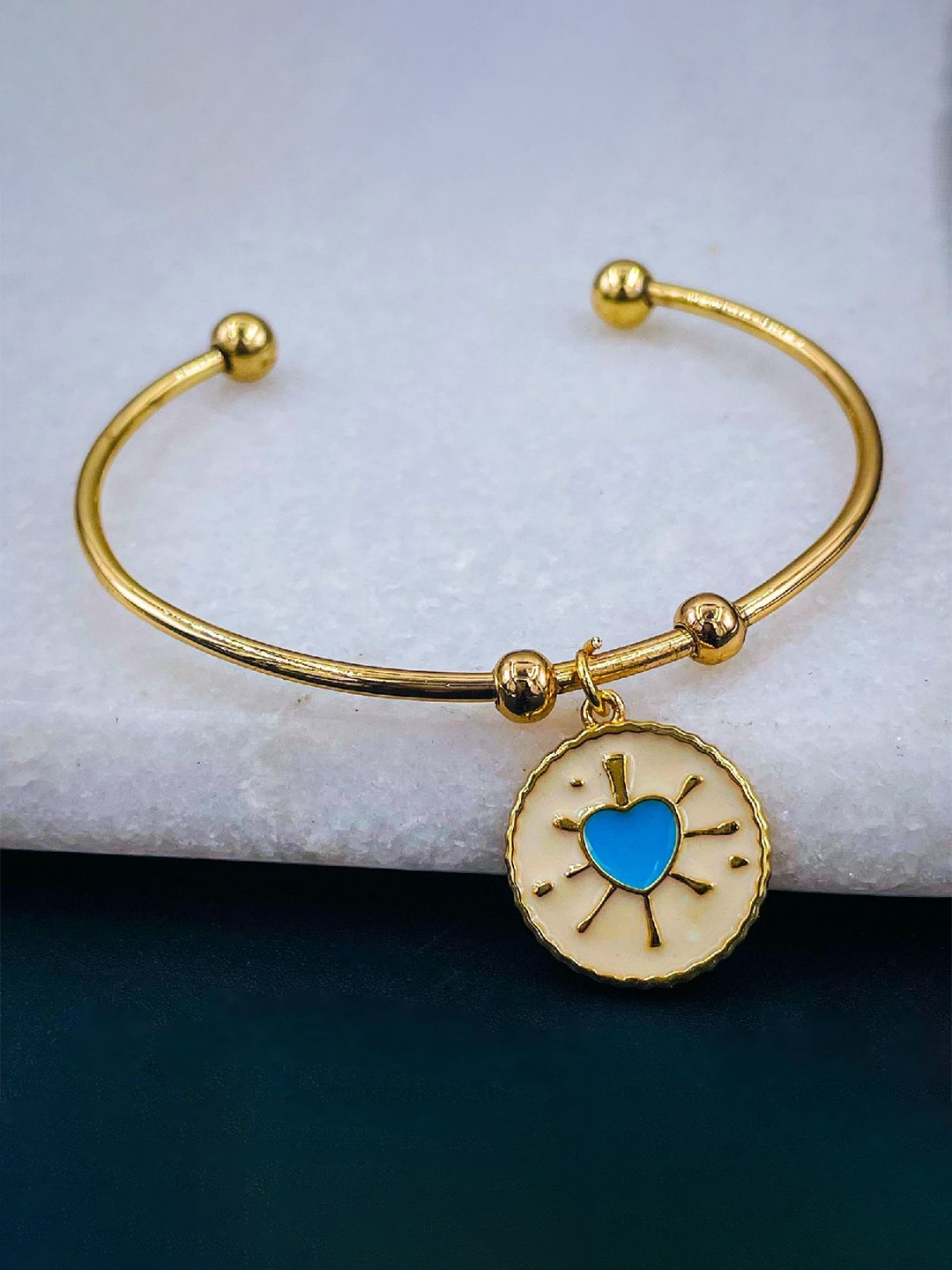 

ZIVOM Women Brass Enamelled Gold-Plated Kada Bracelet