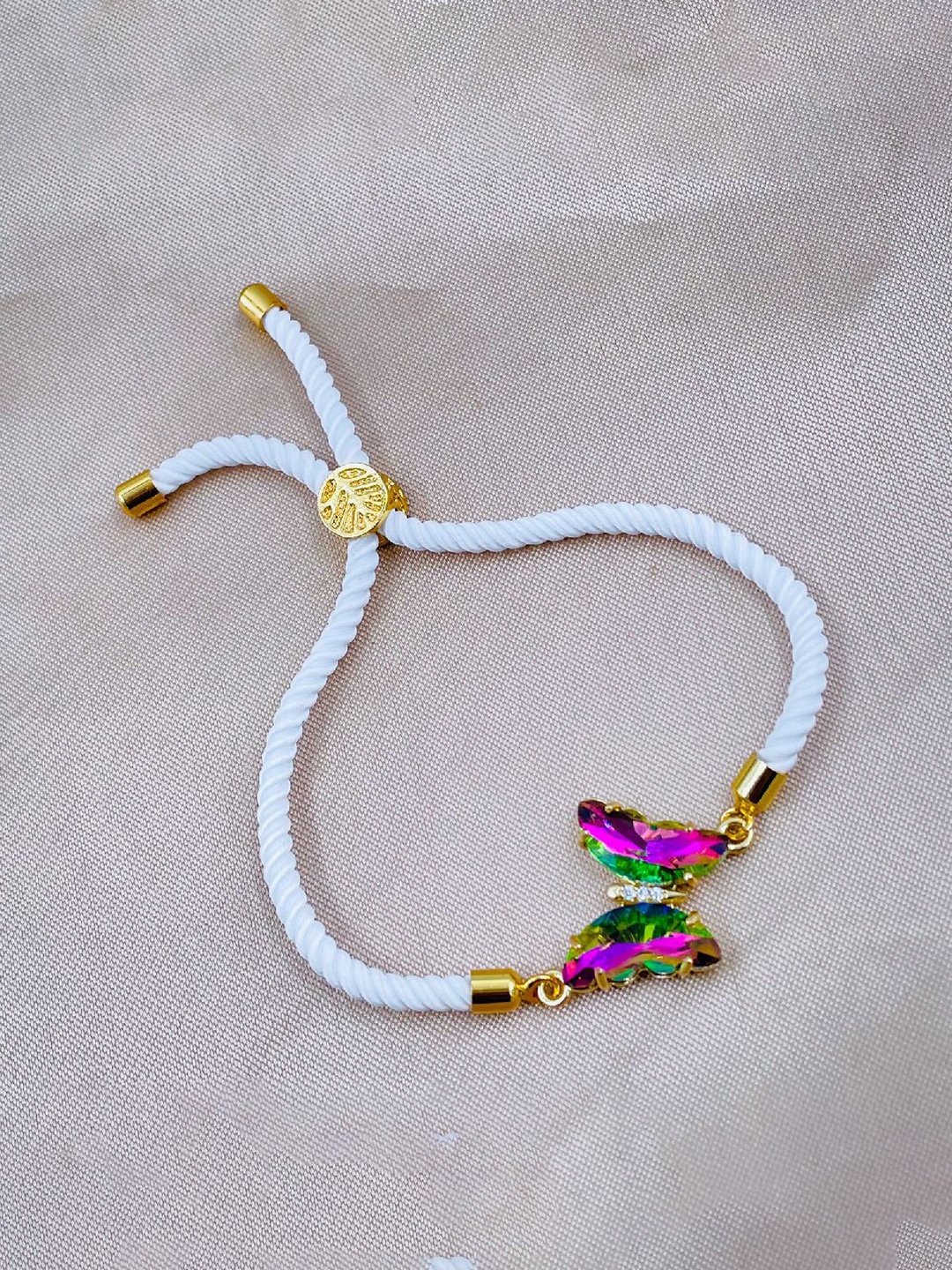

ZIVOM Women Brass Crystals Gold-Plated Cuff Bracelet, White