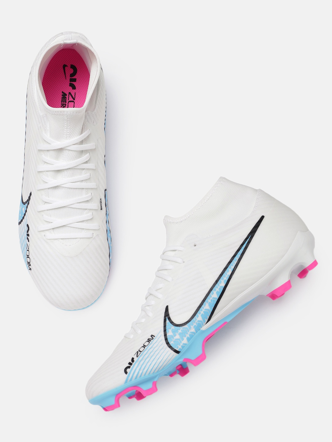 

Nike Men Zoom Mercurial Superfly 9 Academy Multi-Ground Soccer Fixed Cleats Football Shoes, White
