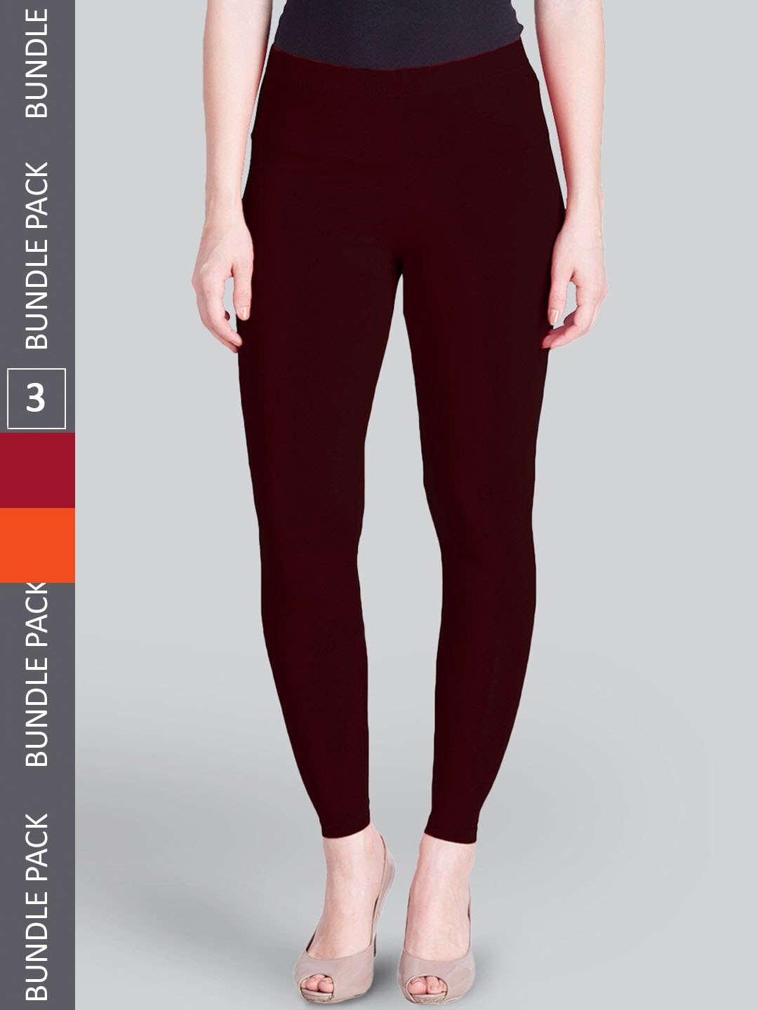 

LYRA Pack Of 3 Ankle-Length Leggings, Maroon