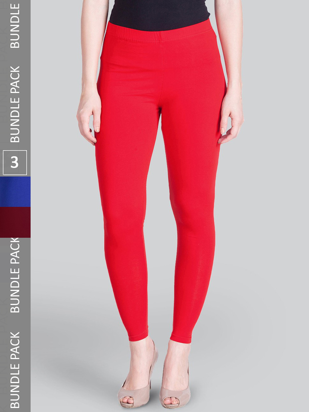 

LYRA Pack Of 3 Ankle-Length Leggings, Maroon