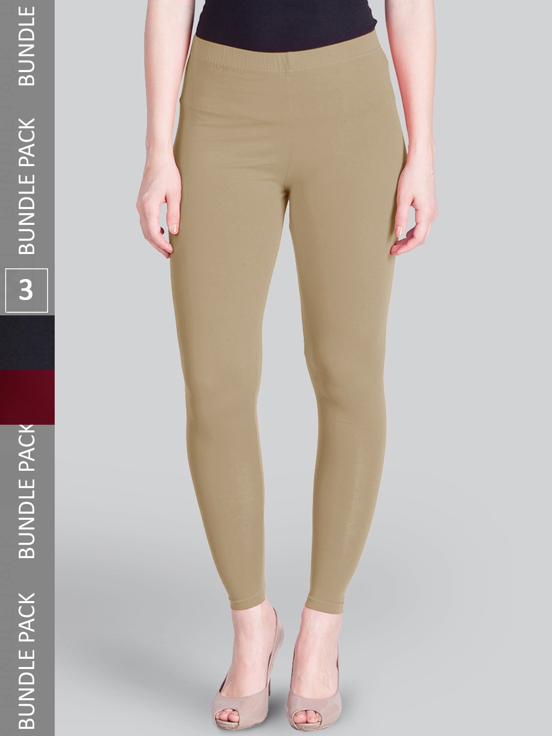 

LYRA Pack Of 3 Ankle-Length Leggings, Maroon