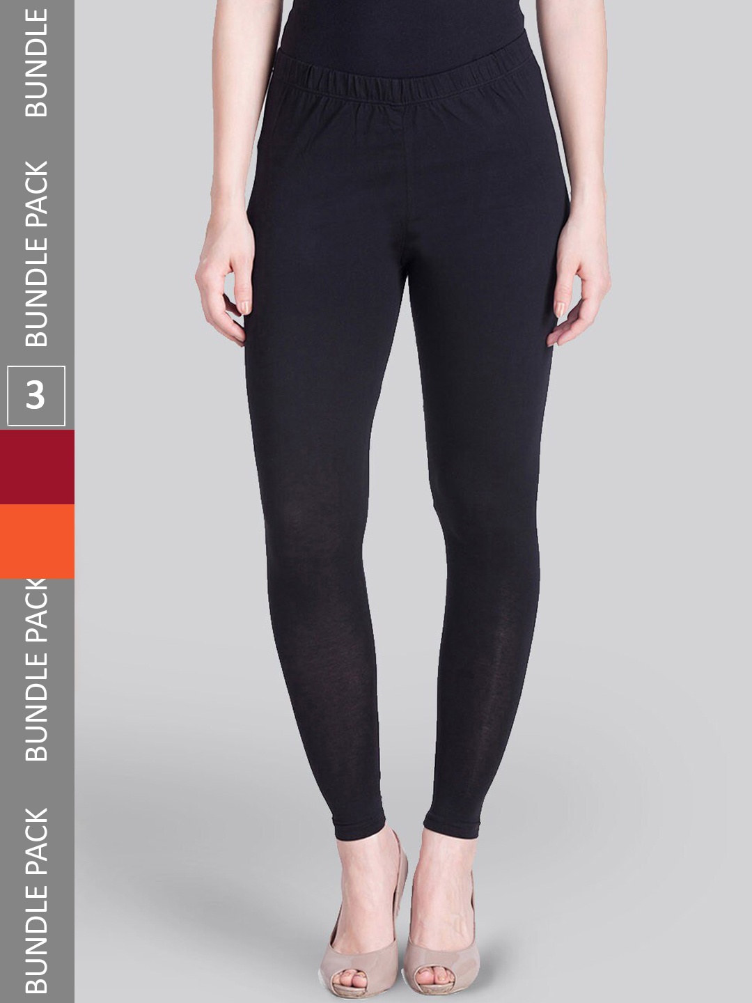 

LYRA Pack Of 3 Ankle-Length Leggings, Red
