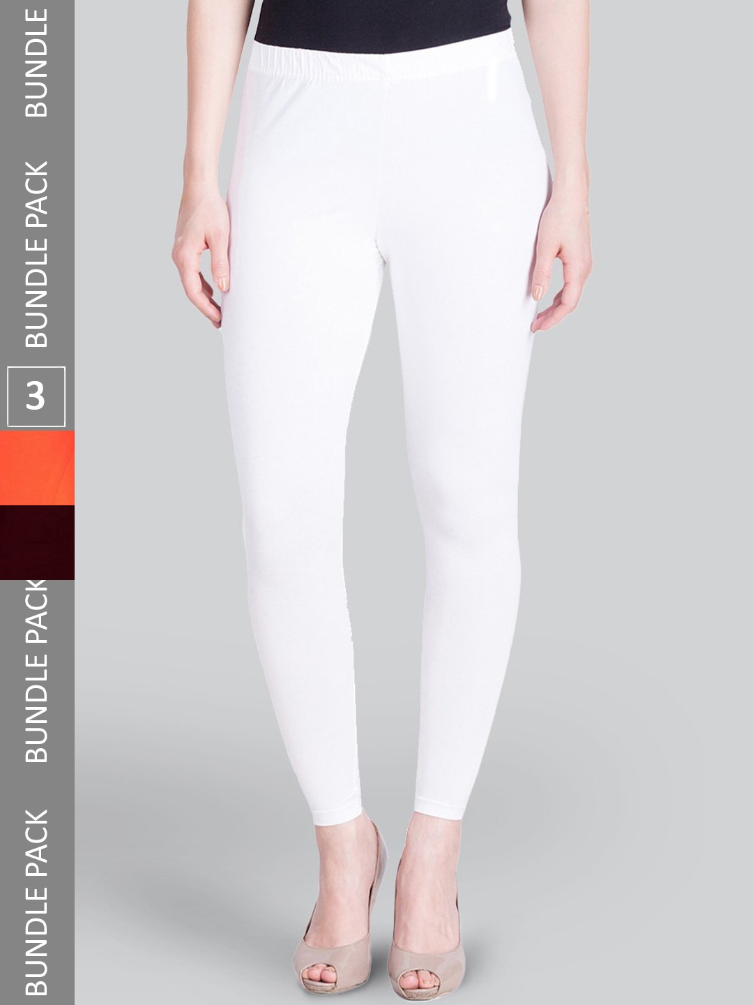 

LYRA Pack Of 3 Ankle-Length Leggings, Orange