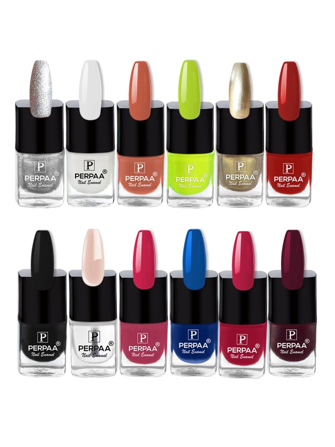 

PERPAA Set Of 12 Trendy Quick-Drying Gel Based Nail Polish 5ml Each - Combo 47, Red