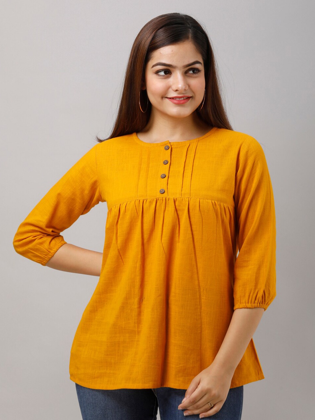 

KALINI Pleated Empire Top, Yellow