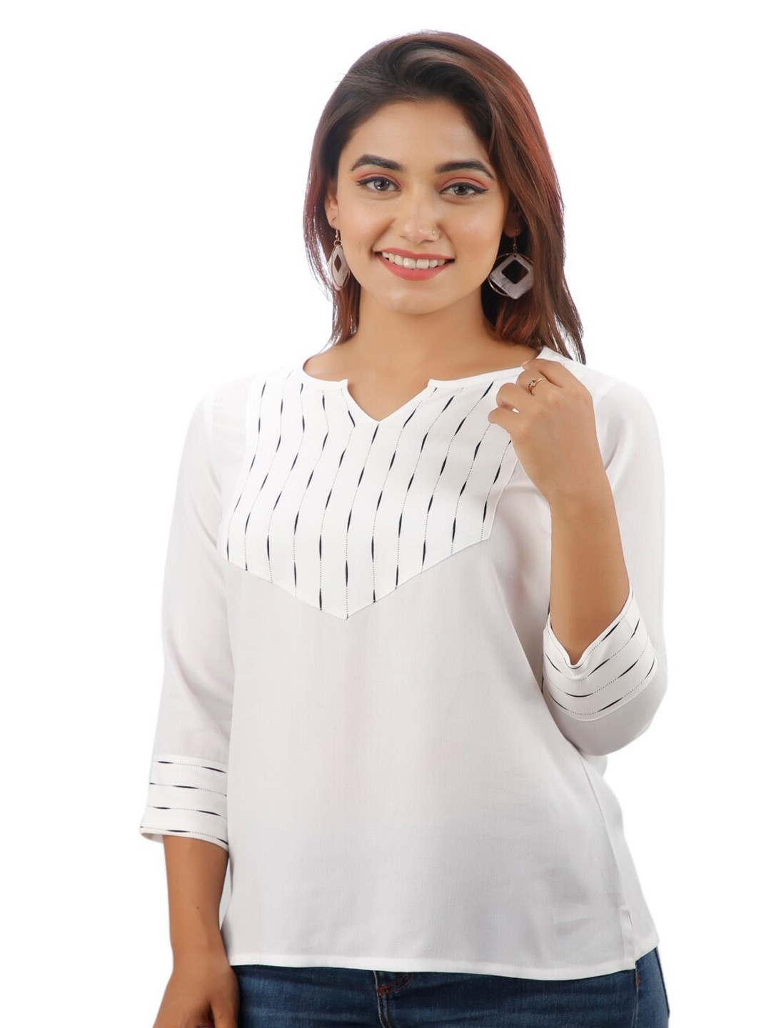 

KALINI Striped Regular Top, White