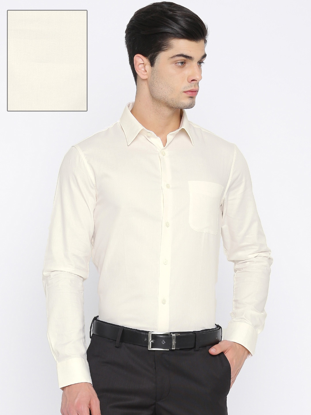 

U.S. Polo Assn. Tailored Men Off-White Tailored Fit Solid Formal Shirt