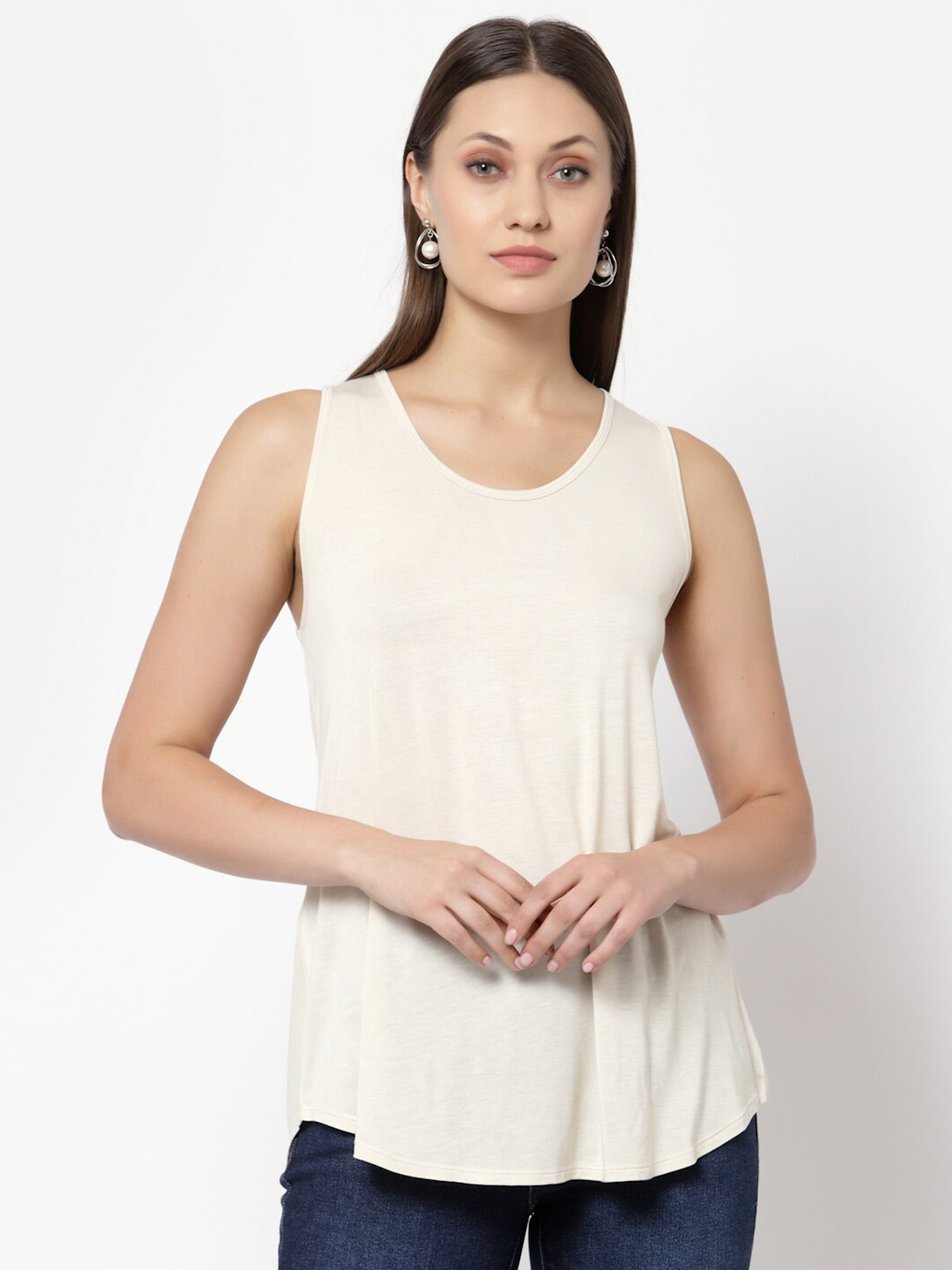 

YOONOY Bamboo Knitted Tank Top, Cream