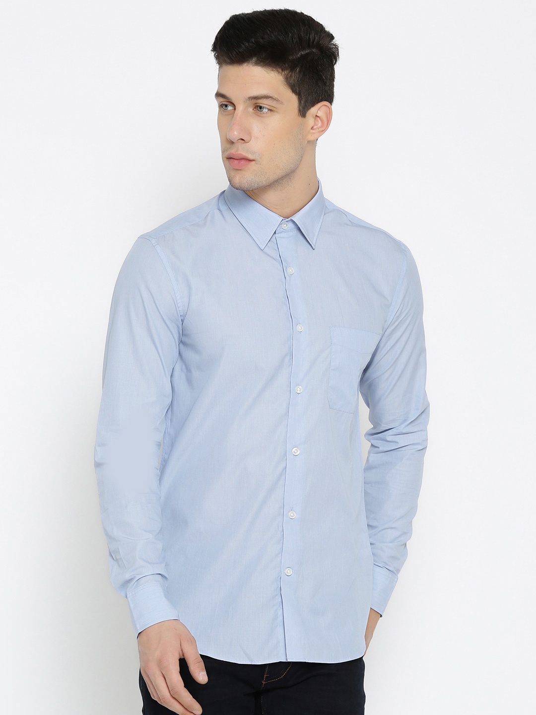 

U.S. Polo Assn. Tailored Men Blue Tailored Fit Solid Casual Shirt