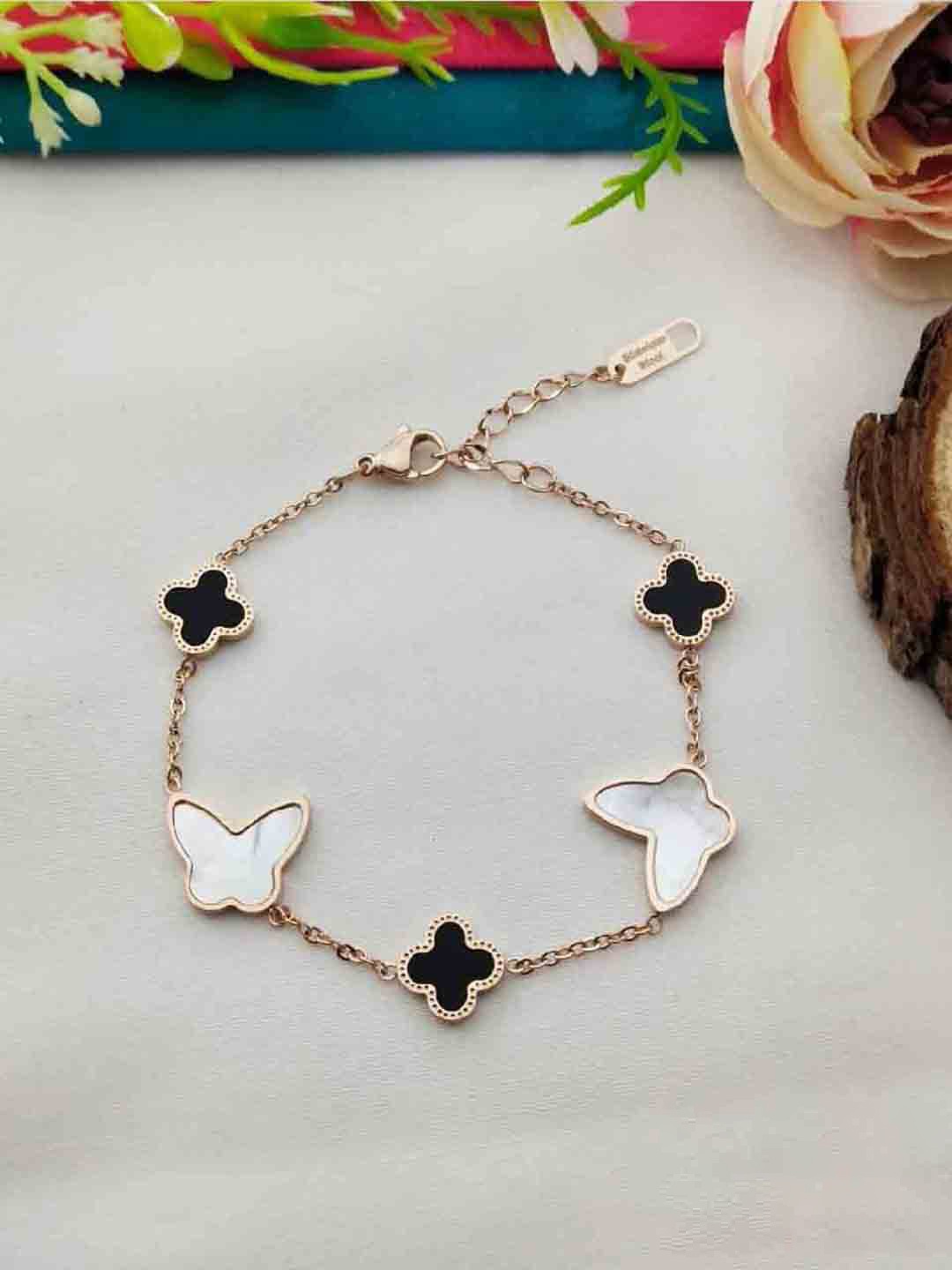 

ZIVOM Women Mother of Pearl Rose Gold-Plated Link Bracelet