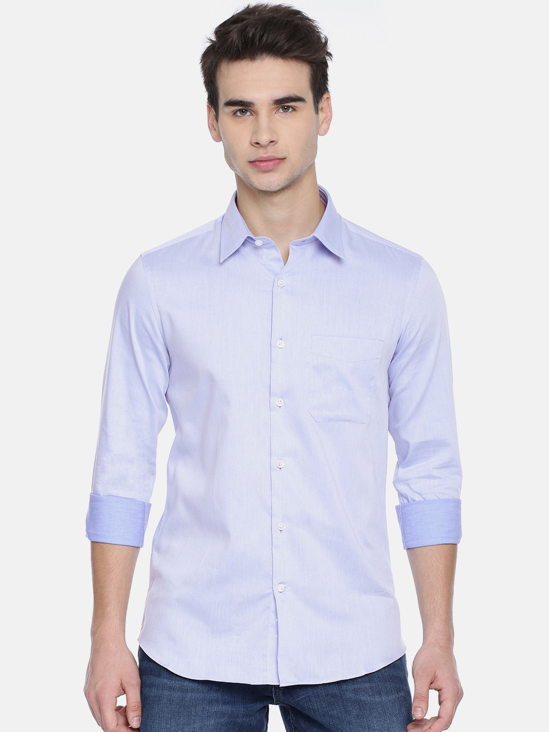 

U.S. Polo Assn. Tailored Men Blue Tailored Fit Solid Casual Shirt