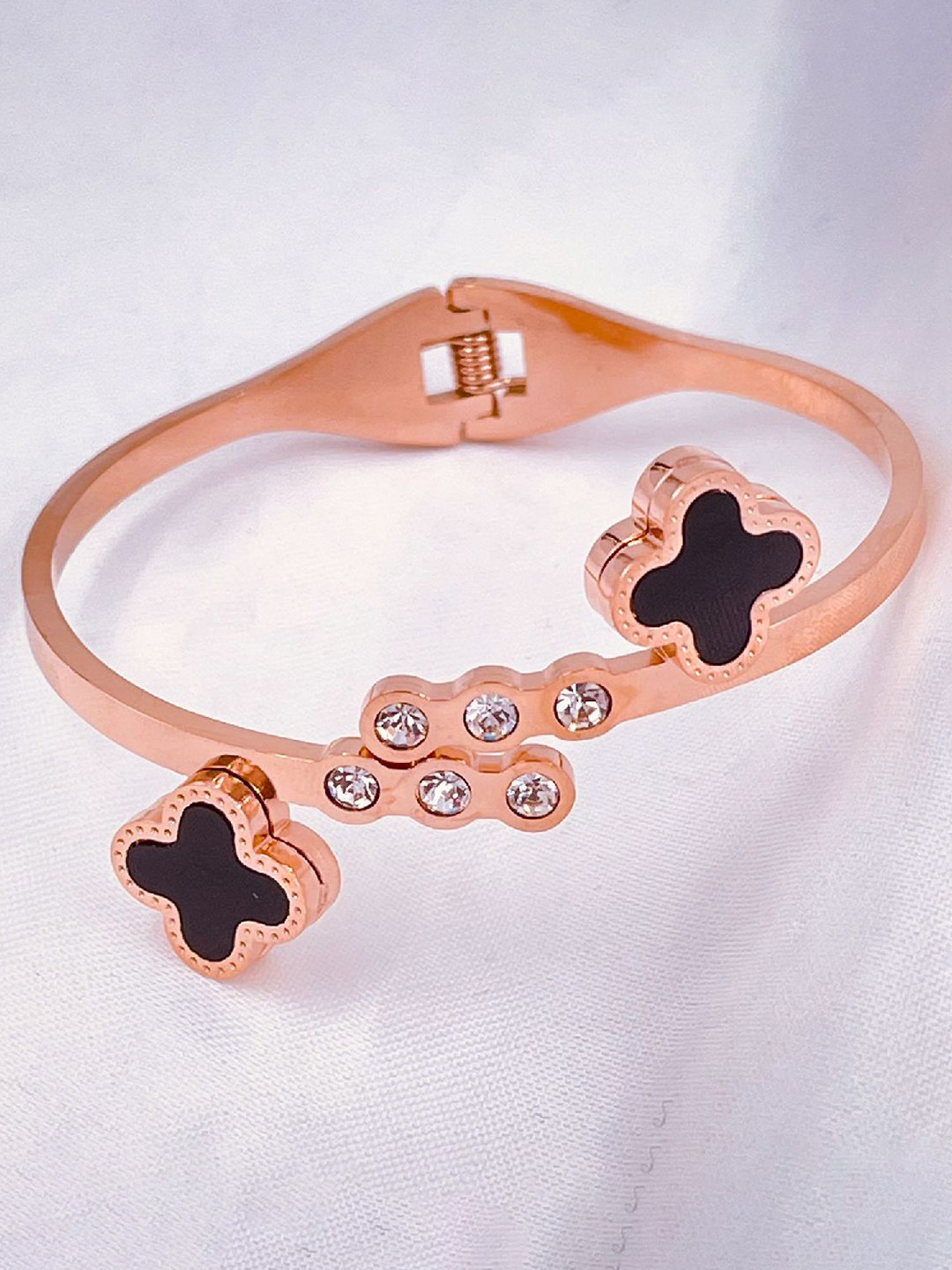 

ZIVOM Women Cubic Zirconia Rose Gold-Plated Kada Bracelet