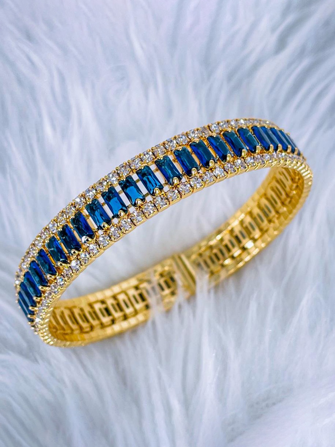 

ZIVOM Women Cubic Zirconia 18K Gold Plated Kada Bracelet