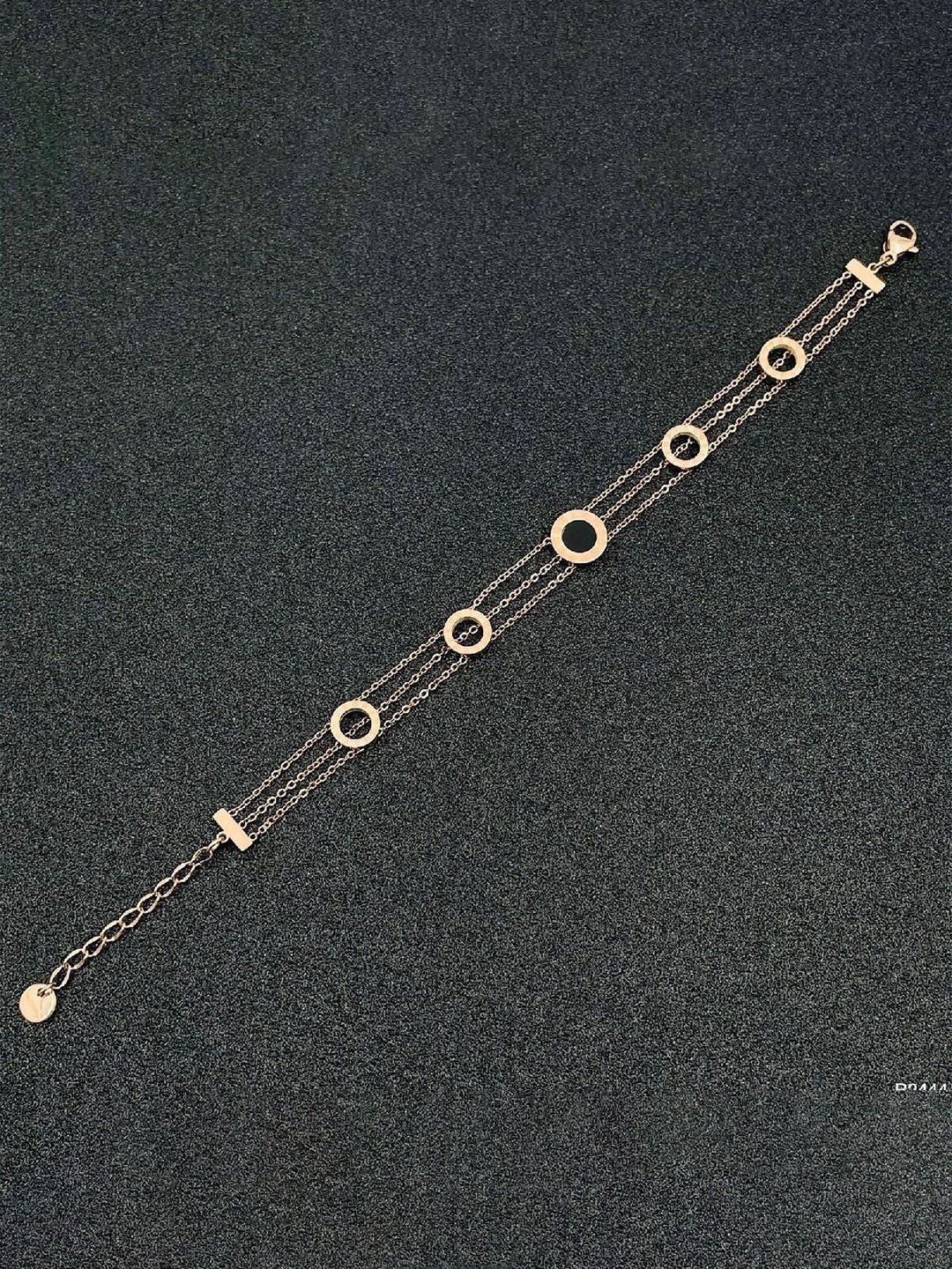 

ZIVOM Women Rose Gold-Plated Stainless Steel Layer Chain Bracelet