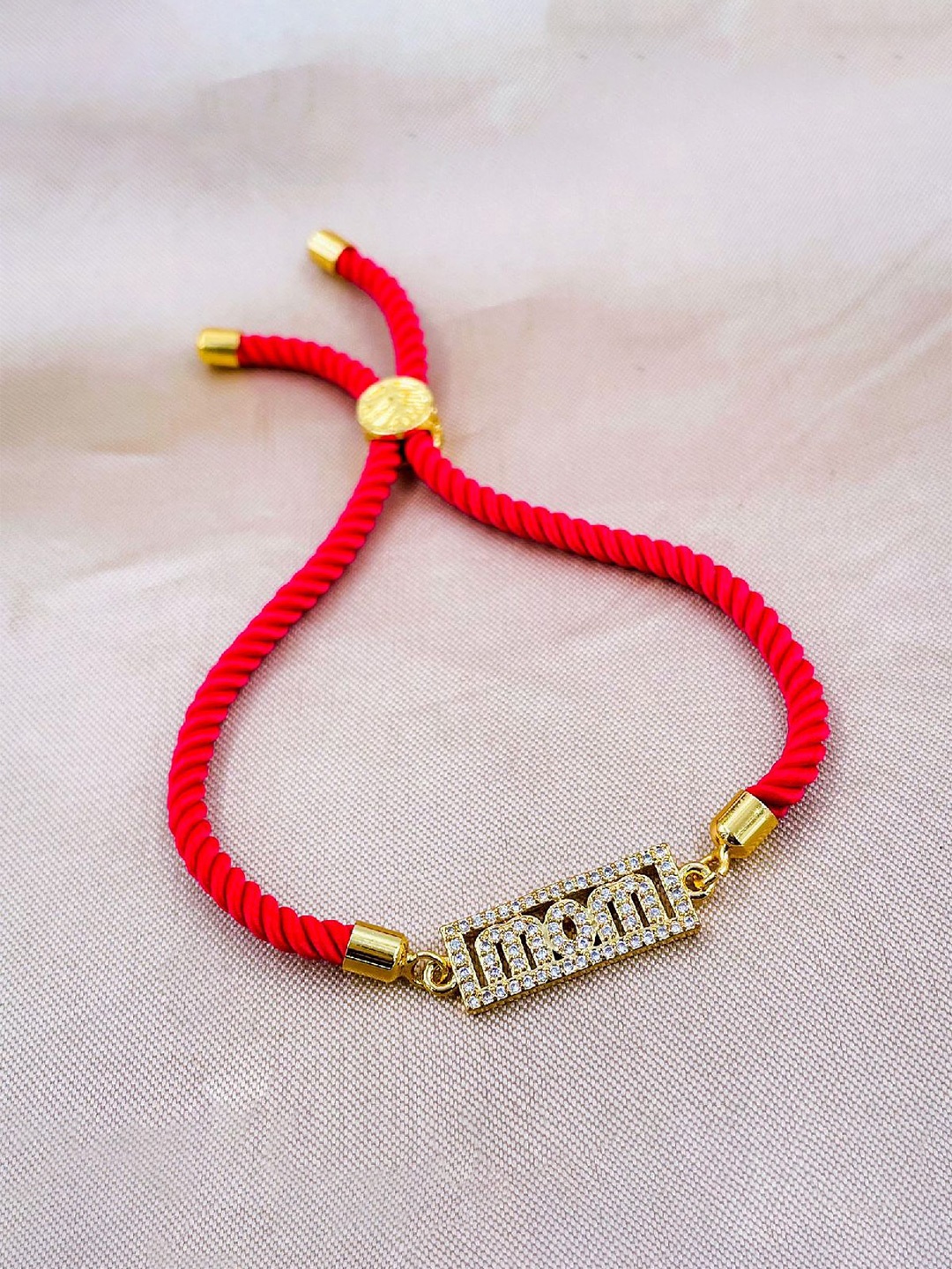 

ZIVOM Women Cubic Zirconia Gold-Plated Thread Slider Bracelet