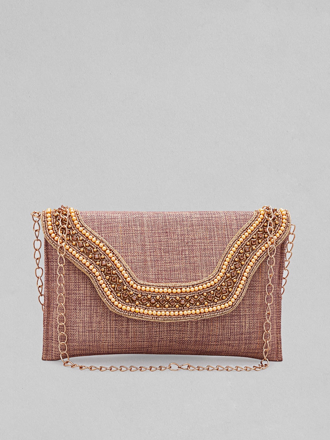 

Rubans Pink Structured Shoulder Bag with Tasselled