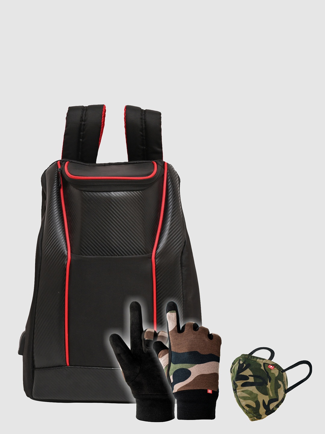 

SWISS MILITARY Brand Logo Laptop Backpack And Gloves, Black