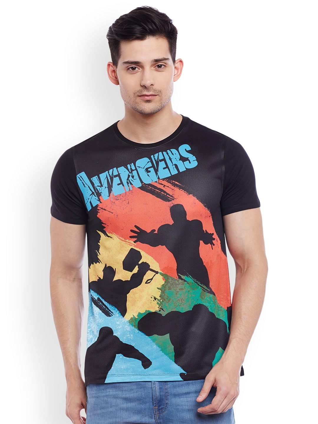 

Marvel by Wear Your Mind Men Black Printed Round Neck T-shirt