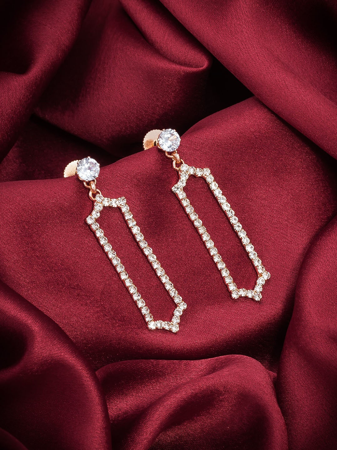 

aadita Gold-Plated Geometric Drop Earrings, Rose gold