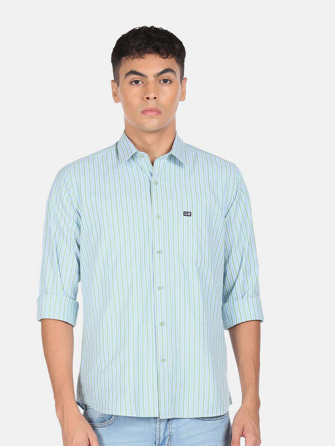 

Arrow Vertical Striped Casual Cotton Shirt, Blue