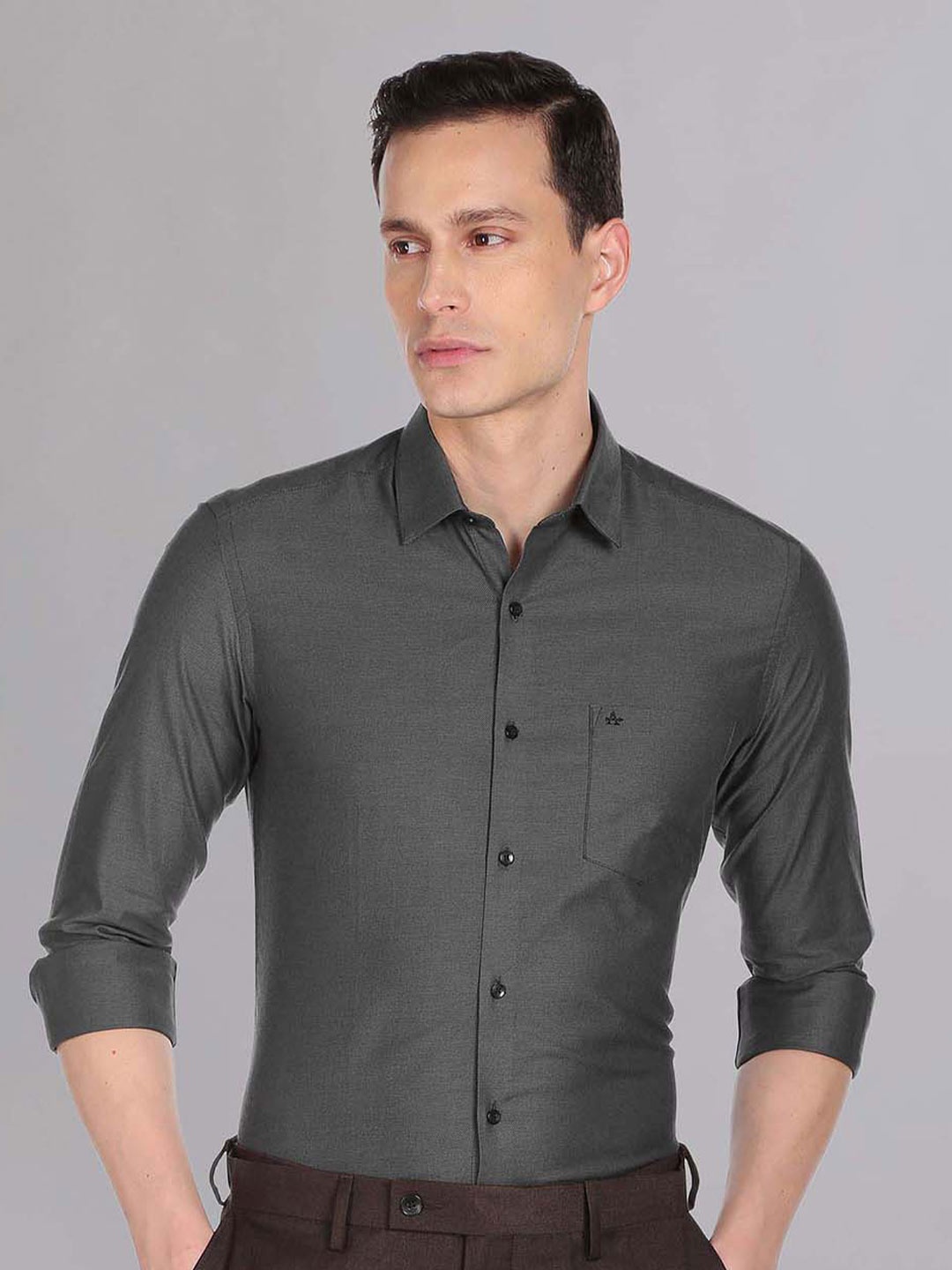 

Arrow Button Cuff Patch Pocket Slim Fit Cotton Shirt, Grey