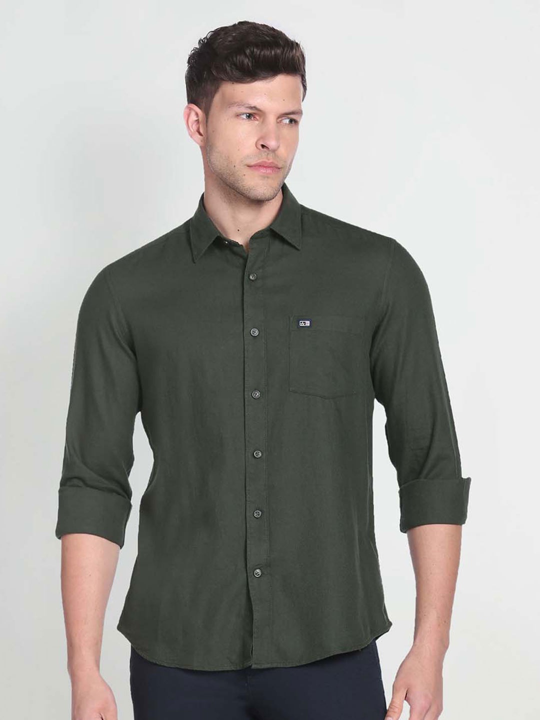 

Arrow Sport Slim Fit Twill Casual Pure Cotton Shirt, Olive