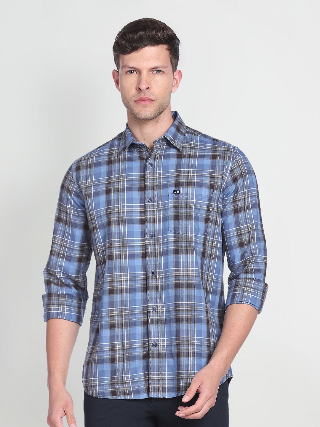 

Arrow Sport Slim Fit Tartan Checks Pure Cotton Casual Shirt, Blue