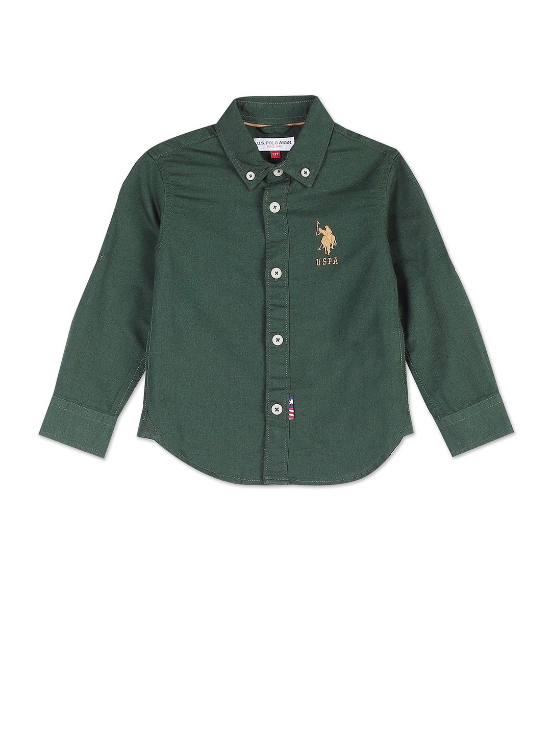 

U.S. Polo Assn. Kids Boys Button-Down Collar Casual Cotton Linen Shirt, Green