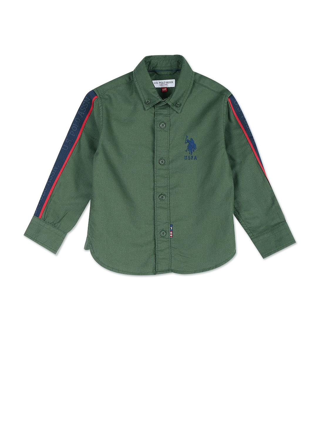 

U.S. Polo Assn. Kids Boys Spread Collar Pure Cotton Casual Shirt, Green